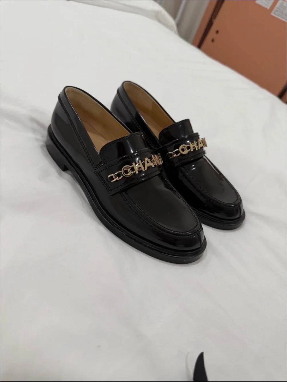 CHANEL Black Patent Leather Loafer